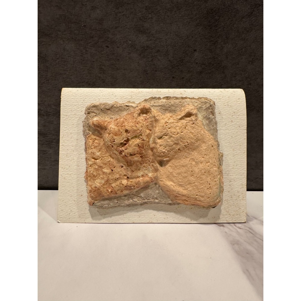 B. Fletcher 1994 Nuzzle Cast Paper Relief Sculpture Art Card Feline Cat 3D